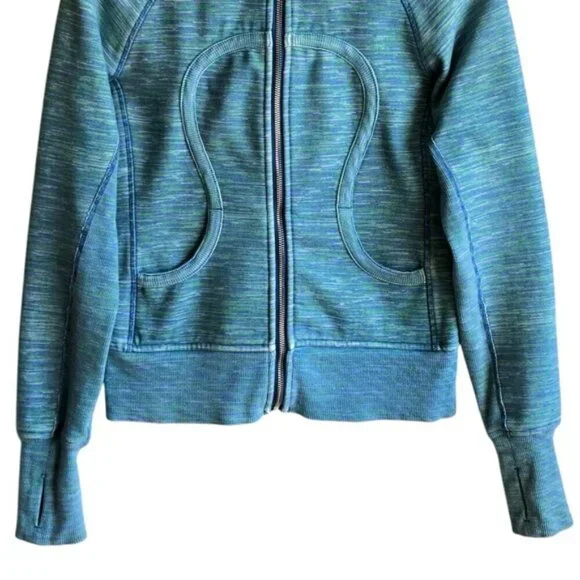 Lululemon Scuba Hoodie Size 6 Green Yellow Blue Stripes - Picture 4 of 11